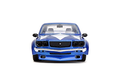 Power Ranges 1:24 1974 Mazda Rx-3 Die-Cast Car & 2.75" Blue Ranger Figure, Toys For Kids And Adults #TOP4