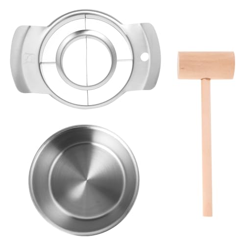 IMIKEYA Pomegranate Peeler Pomegranate Arils Removal Tool Stainless Steel Pomegranate Deseeder Peeling Tool Fruit Pomegranate Juicer with Bowl and Wooden Hammer