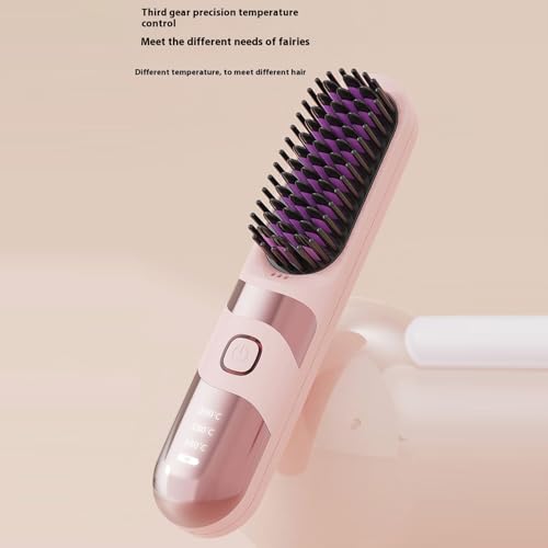 Lisseur de cheveux sans fil brosse 2 en 1 avec 3 températures réglables - 7