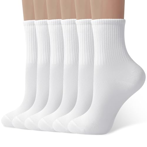 Womens Crew Socks Casual Calf Socks Cute Soft Above Ankle Sock 6 Pairs Size 5-10