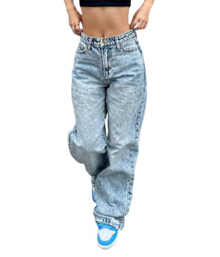 shownicer Damen Cargohose Baggy Low Waist Cargo Jeans Gerade Breites Bein...
