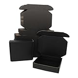 ELAZEKES 4x4x1 Black Shipping Box, Small Mailing Boxes Gift Box with Lids Flat Corrugated Cardboard Cute Packaging Mini Jewelry Literature Mailer, 25 Pack