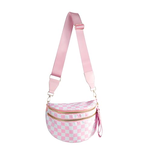 Image of FEIBOON Spacious Checkered Nylon Crossbody Bag Bum Bag Handbags Wallets for Women