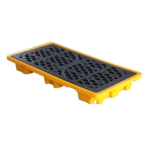 Image of Modular Spill Platform Containment Pallet Warehouses Factory Anti-Leakage Drum Leak-Proof Drain Sump Tray Basement，Plastic Spill Tray for Drums and Oily Parts - Heavy-Duty Collection Sump wi