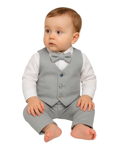 Image of SIRRI Baby Boys Cotton Blend Vest Suit 4 PC Formal Set Newborns - 9 Months