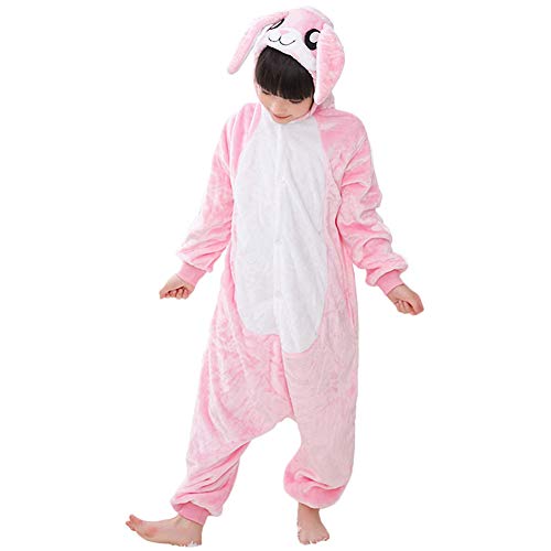 WAFUNNE Kids Rabbit Costume Cosplay Halloween Easter Animal Onesie for Boys Girls Child Pink Bunny M