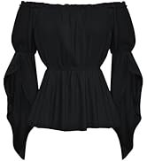 Middeleeuwse kanten blouse voor dames off-shoulder cottagecore lange mouwen country tops wit maat L