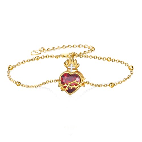 Sacred Heart of Jesus Bracelet 925 Sterling Silver Jesus Bracelet Religious Jewelry Gift for Women
