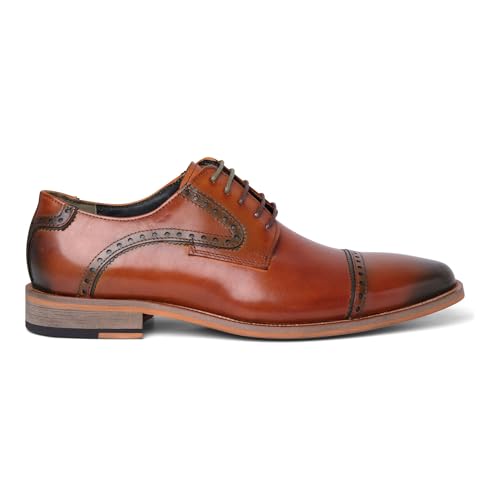 Men's Brown Leather Lace Up Oxford Shoes - Jenson