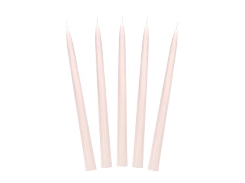 PartyDeco - 10 BOUGIES FLAMBEAUX CONIQUE 5H 24CM NUDE
