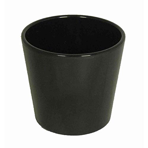 INNA-Glas Keramik Orchideenvase, Ø13,5cm, 12,5cm, schwarz - Pflanztopf/Orchideen-Blumentopf Cover