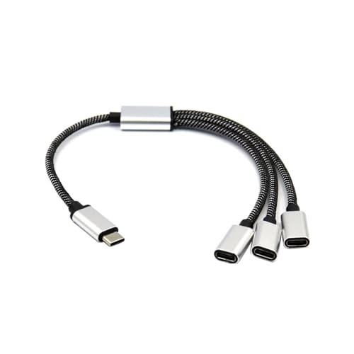 Cable divisor compacto USB C macho a 3 USB C hembra, cable divisor de velocidad de datos de 480 Mbps, cable de carga para tabletas tipo C, portátiles, puerto USB C
