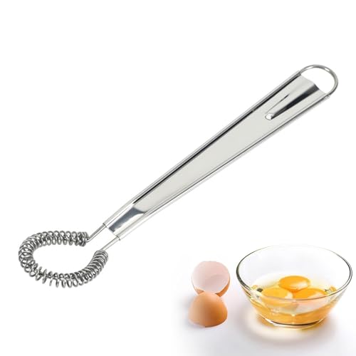 Frusta per uova in acciaio inox, mini frusta manuale a mano piatta, frusta per cottura a spirale, frullatore portatile per caffè, salsa cremosa, latte, strumento da cucina (1)