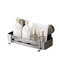 Duschablage Ohne Bohren, Duschregal Mit Saugnapf mit 2 Haken, Abnehmbare und rostfreie Shampoo-Halterung Toiletries für Dusche Badezimmer Organizer Kinderleichte Montage