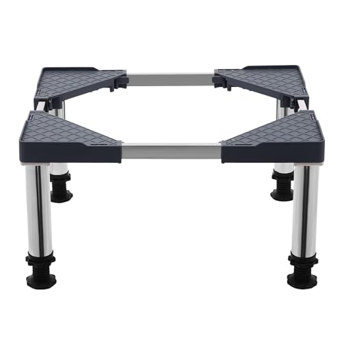 Washing Machine Base with 4 Stainless Steel Suction Cup Foot, Adjustable Height 29-31cm Washing Machine Base Fridge Stand for Fridge, Dryer, Washing Machine,Adjustable Width 42-65cm