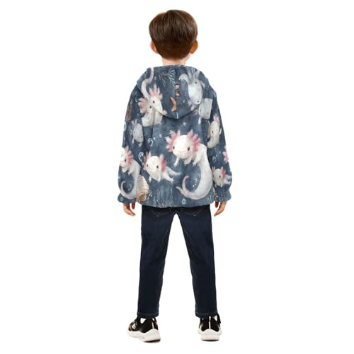 Axolotl Underwater Scene Toddler Fleece Jacket Girl Boys Hooded Fleece Jacket Coat Warm Outwear Zip-up 3-10T4