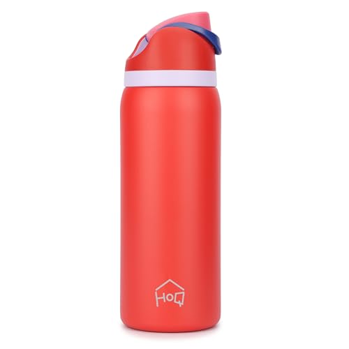 Image of House of Quirk Sippease Stainless Steel Water Bottle with Straw for Sports and Travel BPA-Free 950ML (Red)