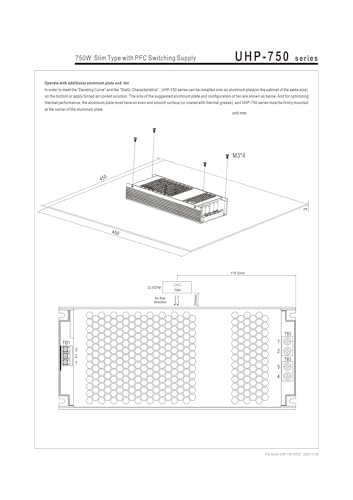 Alimentation à découpage 750W UHP-750-36 de haute précision