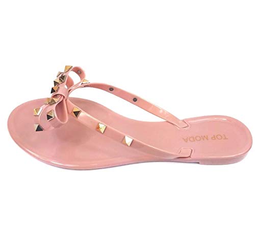 Image of TOP Moda Womens Studded Jelly Flip Flops Sandals with Bow