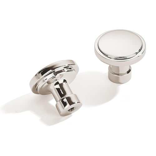 khtumeware 10 Pack Knob Polished Nickel Cabinet Knobs Solid Heavy Duty Knobs Drawers Bi-Fold Door Knob Cabinet Hardware for Kitchens Bathroom