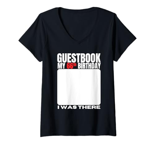 Femme My 66th Birthday Livre d'or 66 ans avec inscription « My 66th Birthday » T-Shirt avec Col en V