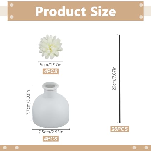 Set 4 botellas difusoras de vidrio vacías 100ml con varillas miniatura 2
