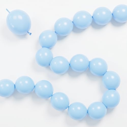 Image of Light Blue Linking Balloons, 60PCS 6 Inch Small Baby Blue Quick Link Balloons for Making Balloon Wall Heart Arch, Tails Balloon for Wedding Birthday Baby Shower Engagement Graduation Party Decorations