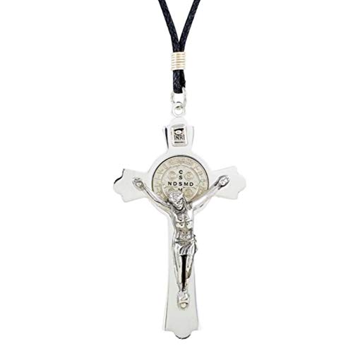Crucifix Saint Benoît pendentif 3 pouces et sa corde pour la prière quotidienne