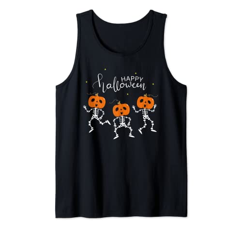 Camiseta Feliz Halloween Con Divertidos Esqueletos Bailando Camiseta sin Mangas