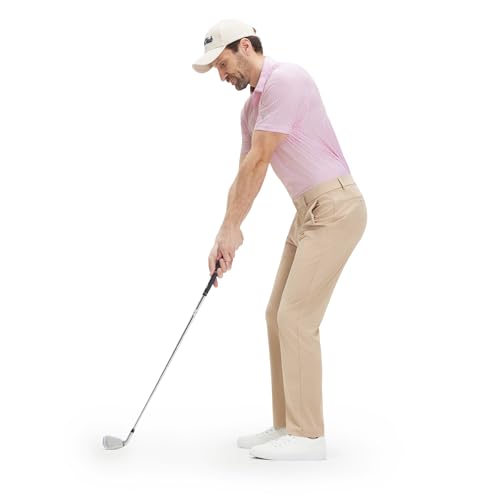 Image of M MAELREG Mens Golf Shirt Short Sleeve Dry Fit Print Moisture Wicking Performance Patterns Collared Polo Shirt
