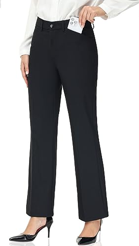 Soojun Women's Comfort Flex Waist Straight Leg Dress Pants2