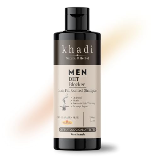 Image of Khadi Natural DTH Blocker Shampoo for Men | Hair Fall Control & Thinning Prevention | with Biotin & Charcoal | Sulfate, SLS & Paraben Free | Hair Strengthening & Damage Repair | 210 ml