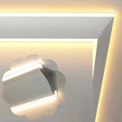 Innovz Perfil LED Moldura de Corona con Tira LED Doble para Iluminación en Esquina, Canal LED de Aluminio Blanco para Decoración de Paredes y Techos, Moldura de Cornisa(1.2 m/3.9 ft)