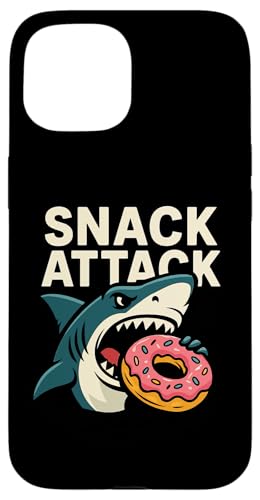 Snack Attack Shark �ʔ����H�ו� ���[���A�O���t�B�b�N �X�}�z�P�[�X iPhone 15 �p