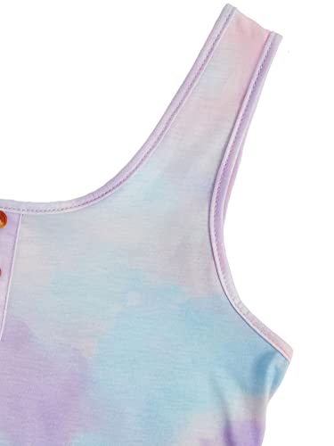 Image of SOLY HUX Women's Pajama Set 2 Piece Lounge Sets Summer Tie Dye Tank Tops and Shorts Sleepwear PJs Purple Tie Dye S