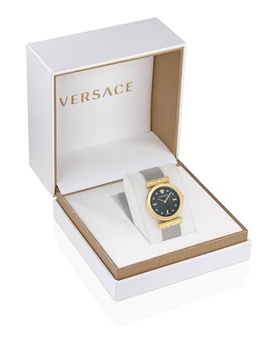 Versace Versace Regalia Collection Luxury Womens Watch Timepieces with a Two Tone Bracelet and Case featuring a Green Dial4