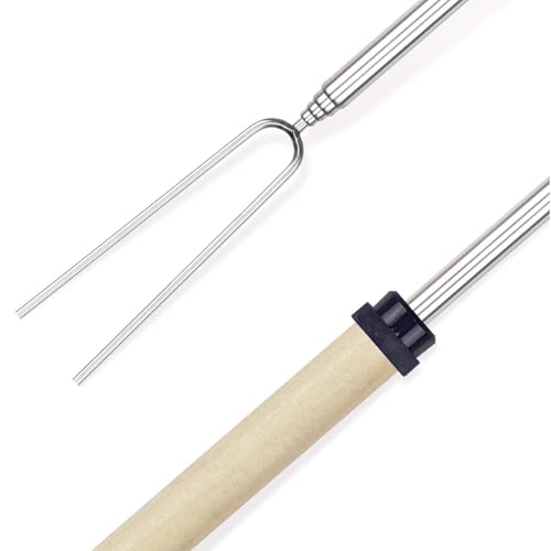 APKOL 8 Stück Grillspieße Teleskop Marshmallow, Roasting Sticks,Grillstab, Lagerfeuer Grillgabel, Lagerfeuerspieße Edelstahl Ausziehbar 32-83cm, mit Griffen,Grillbesteck Set für Camping Grill