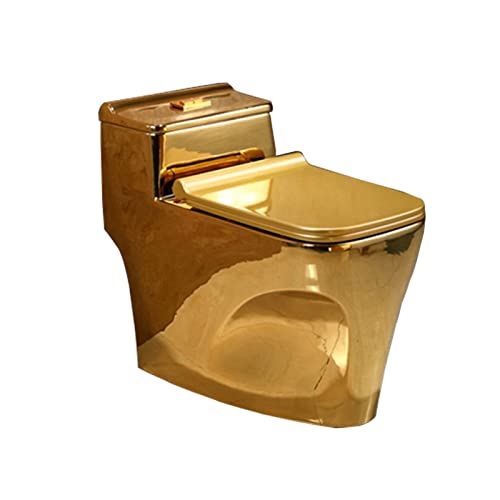 Inodoro Dorado con Poderoso Descarga de Vórtice en Espiral 360°, Modelo A, Cerámica, Diseño Dual Flush