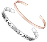 MS.CLOVER Nevertheless She Persisted Feminist Woman Bracelet, Women's Rights Inspirational Gift for Her.