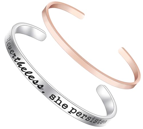 MS. CLOVER Nevertheless She Persisted Feminist Woman Bracelet, Women's Rights Inspirational Gift For Her.