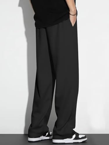 Image of Samfor Mid-Rise Stretchable Joggers in Premium Polycotton Comfort Blend for Street and Lounge Wear - Korean Style Baggy Track Pants for Men