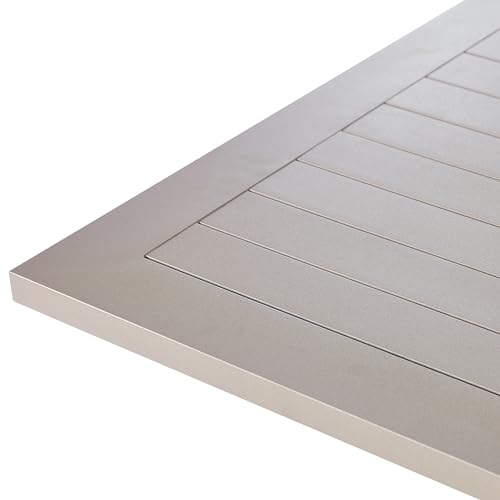 Tavolo Da Pranzo Per Esterno Con Piano A Doghe In Alluminio Grigio 200 X 105 Cm Rettangolare Per Esterno Moderno Industriale - 5