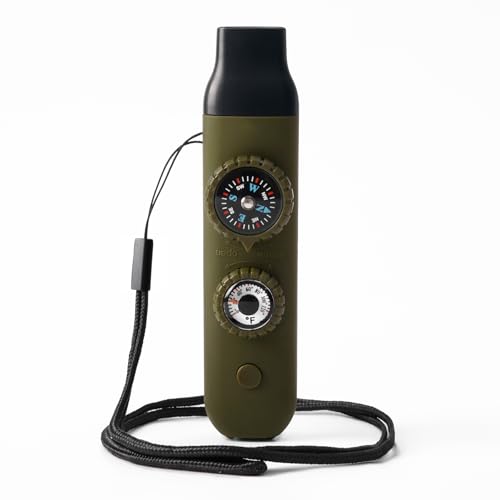 Emergency Survival Safety Whistle?Whistle for Kids with Lanyard,Compass,Thermometer,Ideal for Kayaking, Boating, Hiking, Camping, Climbing(Green)