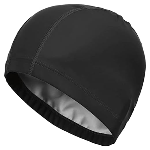 SQUATCH® | Bonnet de Bain Piscine Natation | Mixte Adulte Homme-Femme | Tissu PU Souple et Confortable | Facile à Enfiler | 8 Couleurs (Noir)