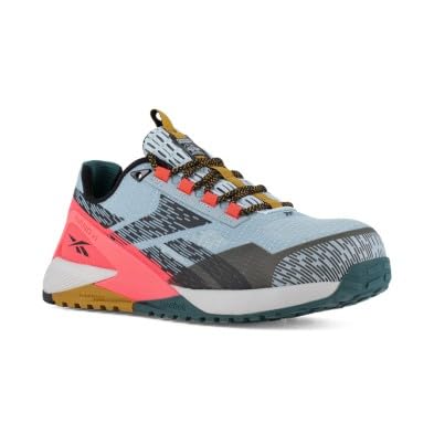 Reebok Nano X1 Adventure, Arbeitsschuh für Frauen, Schiefer und Lachsblau, rutschfeste Sohle