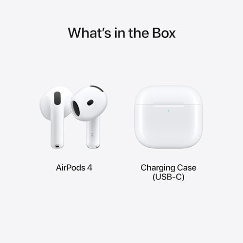 Apple AirPods 4 draadloze oortjes, Bluetooth-koptelefoon, persoonlijke ruimtelijke audio, zweet- en waterbestendig, USB C-oplaadcase, H2 chip, tot 24 uur batterijduur, moeiteloos instellen voor iPhone - Afbeelding 7