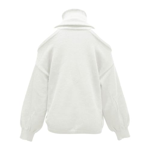 Turtleneck Sweater Women Oversized Cold Shoulder Tops Elegant Knit Pullover - image 5
