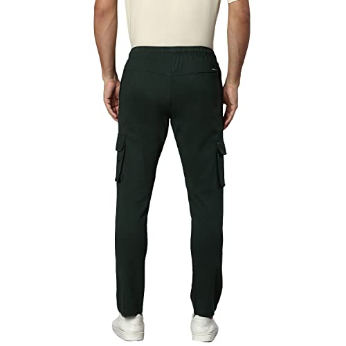 Image of Hubberholme Men's Regular Fit Cotton Trousers, Ankle Length Button & Drawstring Waist Cargo Chinos