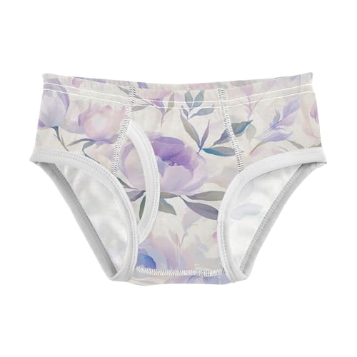 KLL Peonies Lilac Watercolor Ongrey Toddler Boys Pure Cotton Briefs Breathable Children Panties