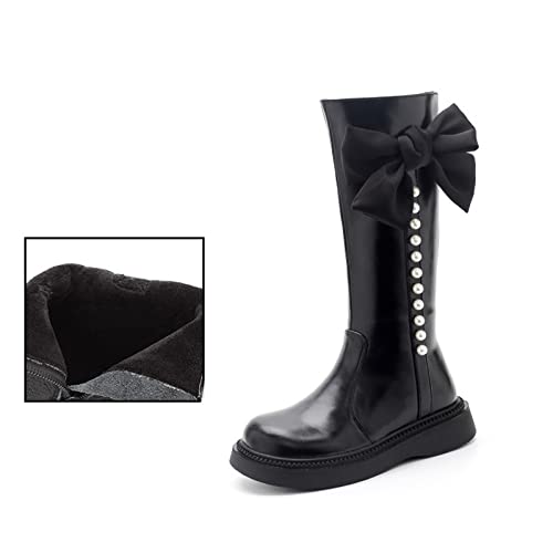 Girls Tall Leather Boots Childrens 𝐖aterproof Long Boots Big Kids Outdoor Non Slip Lightweight Boots Snow Flat Shoes4